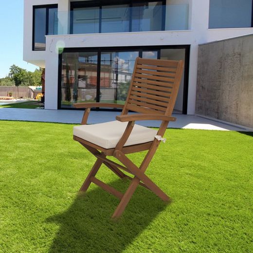 Cojín de Exterior Para Silla Desenfundable Hampton Cuadrado 40x40x5 Beige cm