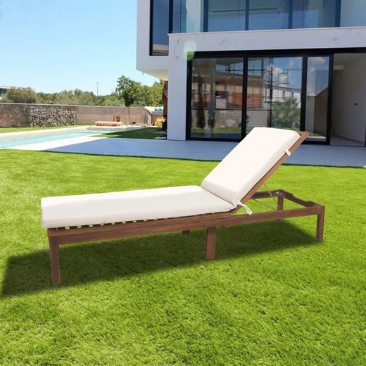 Chillvert Hampton Sun Lounger Cushion 190x60x5 cm Beige Removable Cover