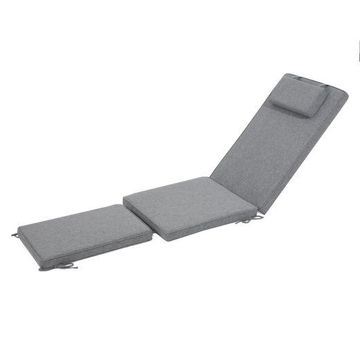 Danao sun lounger cushion in dark gray olefin fabric, 50 x 50 - 55 - 80 x 5 cm | Mooma Comfort
