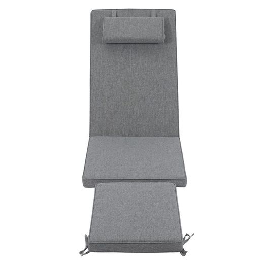 Danao sun lounger cushion in dark gray olefin fabric, 50 x 50 - 55 - 80 x 5 cm | Mooma Comfort