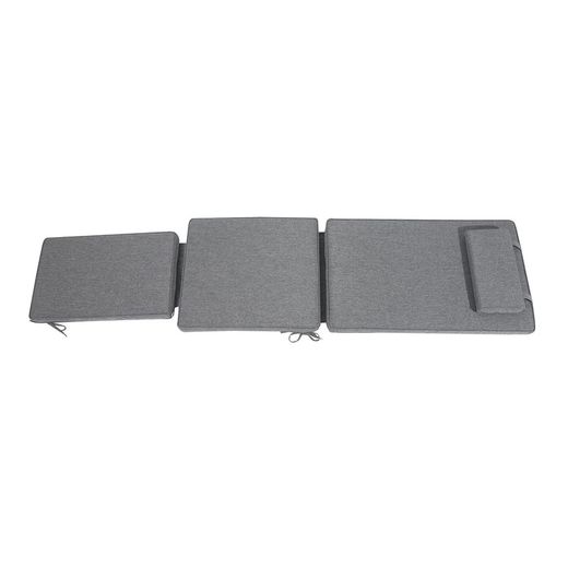 Danao sun lounger cushion in dark gray olefin fabric, 50 x 50 - 55 - 80 x 5 cm | Mooma Comfort