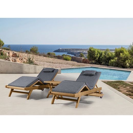 Coussin pour transat Mati en tissu oléfine gris foncé, 50 x 51 - 40 - 20 - 70 x 5 cm | Mooma Confort