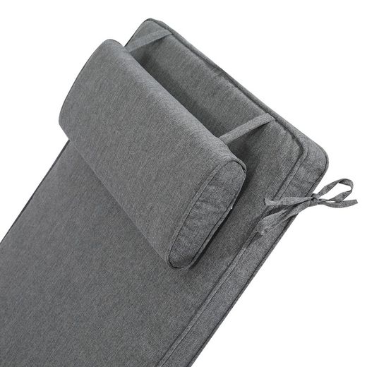 Coussin pour transat Mati en tissu oléfine gris foncé, 50 x 51 - 40 - 20 - 70 x 5 cm | Mooma Confort