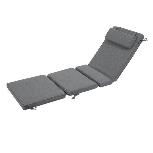 Coussin pour transat Mati en tissu oléfine gris foncé, 50 x 51 - 40 - 20 - 70 x 5 cm | Mooma Confort