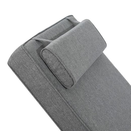 Roxas sun lounger cushion in dark gray olefin fabric, 59 x 72 - 117 x 10 cm | Mooma Comfort