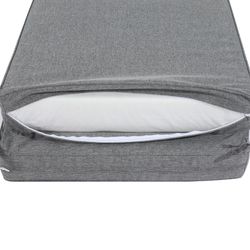 Roxas sun lounger cushion in dark gray olefin fabric, 59 x 72 - 117 x 10 cm | Mooma Comfort