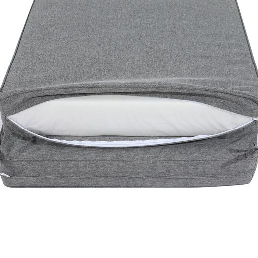 Roxas sun lounger cushion in dark gray olefin fabric, 59 x 72 - 117 x 10 cm | Mooma Comfort