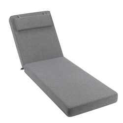Roxas sun lounger cushion in dark gray olefin fabric, 59 x 72 - 117 x 10 cm | Mooma Comfort