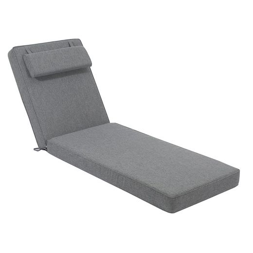 Roxas sun lounger cushion in dark gray olefin fabric, 59 x 72 - 117 x 10 cm | Mooma Comfort
