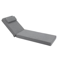 Roxas sun lounger cushion in dark gray olefin fabric, 59 x 72 - 117 x 10 cm | Mooma Comfort