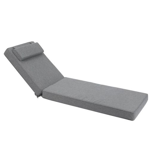 Roxas sun lounger cushion in dark gray olefin fabric, 59 x 72 - 117 x 10 cm | Mooma Comfort
