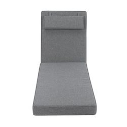 Roxas sun lounger cushion in dark gray olefin fabric, 59 x 72 - 117 x 10 cm | Mooma Comfort