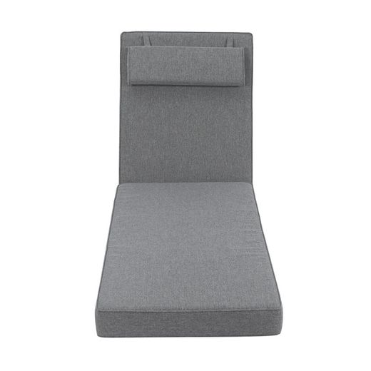Roxas sun lounger cushion in dark gray olefin fabric, 59 x 72 - 117 x 10 cm | Mooma Comfort