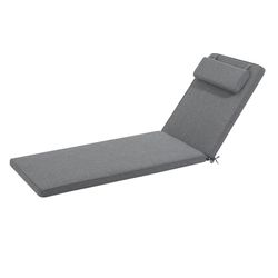 Roxas sun lounger cushion in dark gray olefin fabric, 59 x 72 - 117 x 5 cm | Mooma Comfort