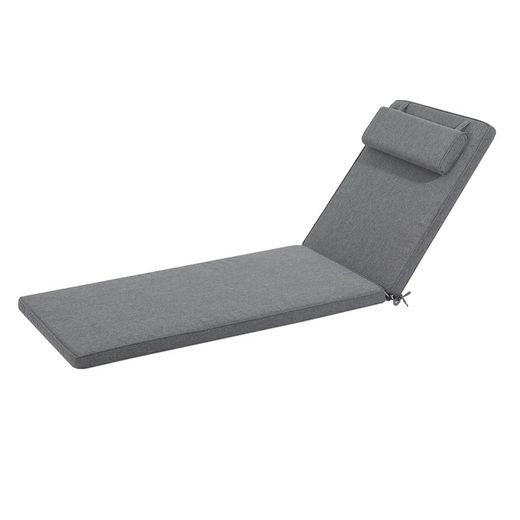 Roxas sun lounger cushion in dark gray olefin fabric, 59 x 72 - 117 x 5 cm | Mooma Comfort