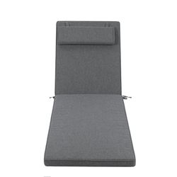 Roxas sun lounger cushion in dark gray olefin fabric, 59 x 72 - 117 x 5 cm | Mooma Comfort