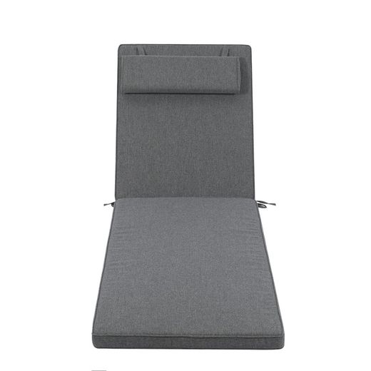 Roxas sun lounger cushion in dark gray olefin fabric, 59 x 72 - 117 x 5 cm | Mooma Comfort