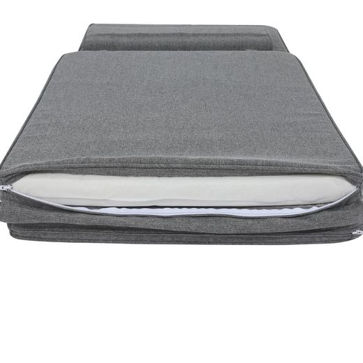Roxas sun lounger cushion in dark gray olefin fabric, 59 x 72 - 117 x 5 cm | Mooma Comfort
