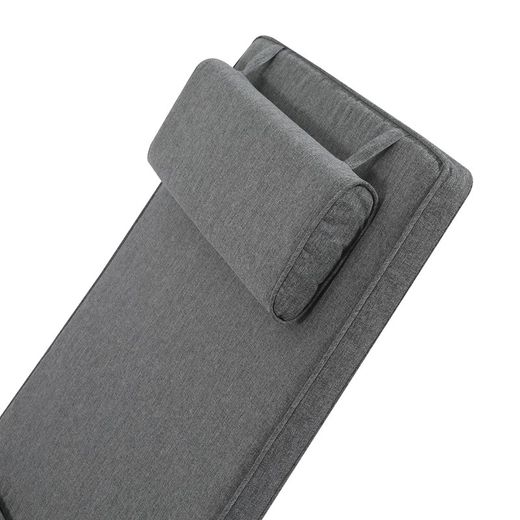 Roxas sun lounger cushion in dark gray olefin fabric, 59 x 72 - 117 x 5 cm | Mooma Comfort