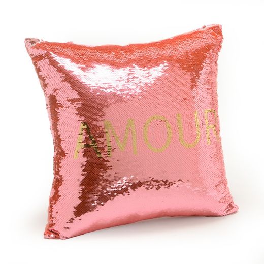 Cuscino Paillettes Love, 40 x 40x 8 cm