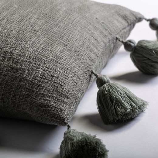 TATIS Gray Cotton Cushion, 45x10x45 cm.