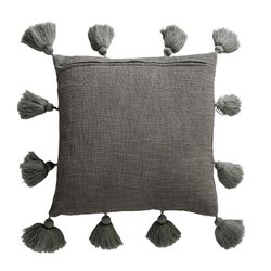 TATIS Gray Cotton Cushion, 45x10x45 cm.