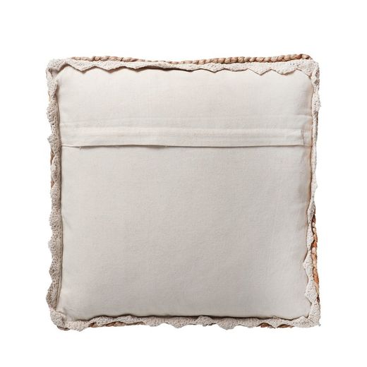 Thiesi jute, cotton and polyester cushion in natural, 44 x 45 x 7 cm