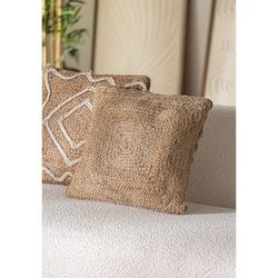 Thiesi jute, cotton and polyester cushion in natural, 44 x 45 x 7 cm