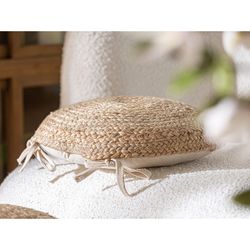 Thiesi jute and cotton cushion in natural, 37 x 38 x 10 cm
