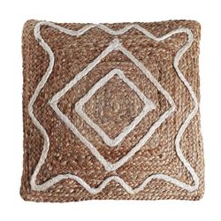 Thiesi kussen van jute en polyester in bruin/beige, 44 x 44 x 8 cm