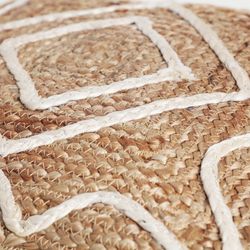 Thiesi kussen van jute en polyester in bruin/beige, 44 x 44 x 8 cm