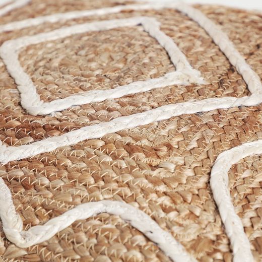 Thiesi kussen van jute en polyester in bruin/beige, 44 x 44 x 8 cm