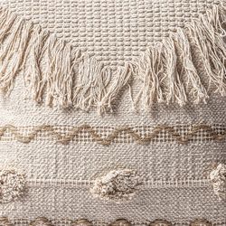 Almofada YAIRA em Juta Natural e Algodão Branco, 43x14x43 cm.