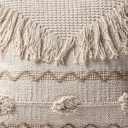 YAIRA Cushion in Natural Jute and White Cotton, 43x14x43 cm.