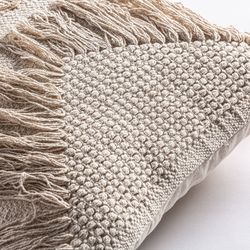 YAIRA Cushion in Natural Jute and White Cotton, 43x14x43 cm.