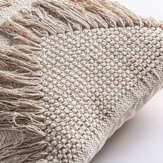 YAIRA Cushion in Natural Jute and White Cotton, 43x14x43 cm.