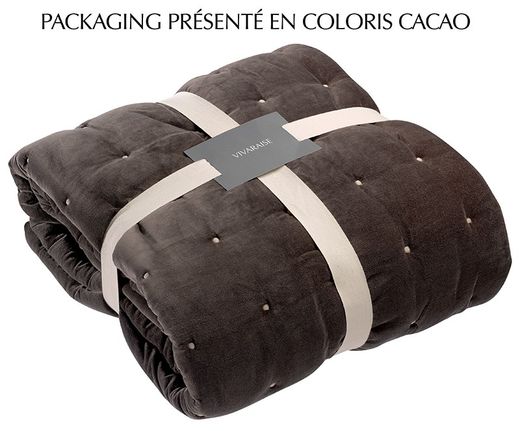 Cotton bedspread in stone, 260 x 240 cm | Elise