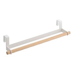 Deurhanger van staal en hout in wit en naturel, 33 x 7,5 x 6 cm | Tosca