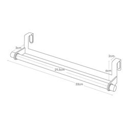 Deurhanger van staal en hout in wit en naturel, 33 x 7,5 x 6 cm | Tosca