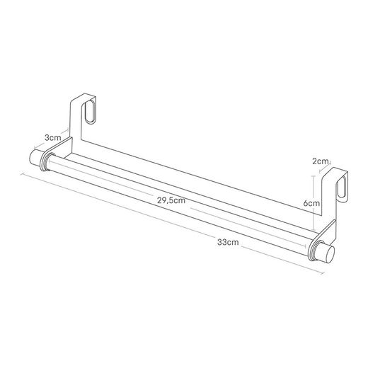 Deurhanger van staal en hout in wit en naturel, 33 x 7,5 x 6 cm | Tosca