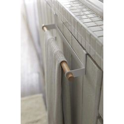 Deurhanger van staal en hout in wit en naturel, 33 x 7,5 x 6 cm | Tosca