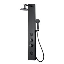 Coluna de duche em aço inox preto, 17 x 49 x 130 cm | Lusso Saúde