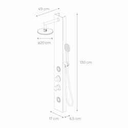 Coluna de duche em aço inox preto, 17 x 49 x 130 cm | Lusso Saúde