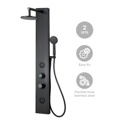 Coluna de duche em aço inox preto, 17 x 49 x 130 cm | Lusso Saúde