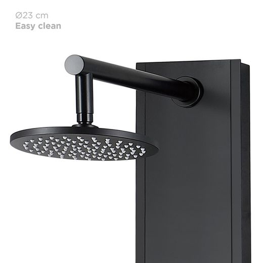 Coluna de duche em aço inox preto, 17 x 49 x 130 cm | Lusso Saúde