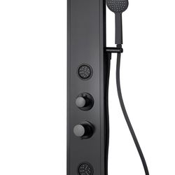 Coluna de duche em aço inox preto, 17 x 49 x 130 cm | Lusso Saúde