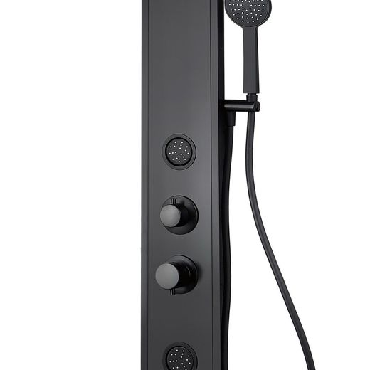Coluna de duche em aço inox preto, 17 x 49 x 130 cm | Lusso Saúde