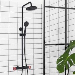 Colonne de douche en acier inoxydable noir, 2,4 x 35,2 x 83/119 cm | Delta détente