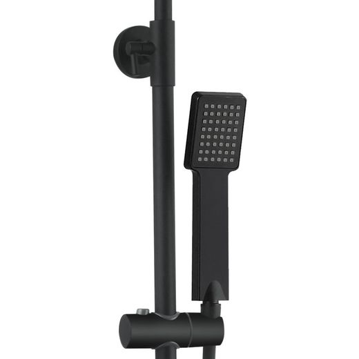 Colonna doccia in acciaio inox di colore nero, 2,4 x 35,5 x 83/119 cm | Mare rilassante