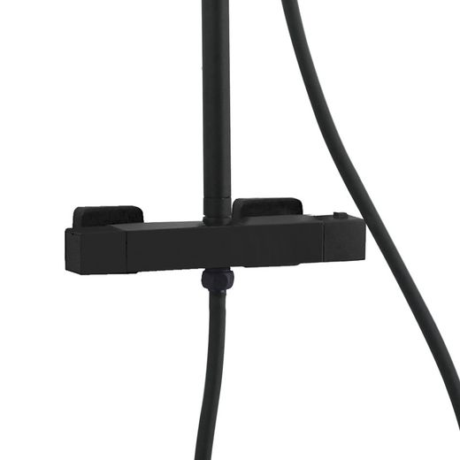 Colonna doccia in acciaio inox di colore nero, 2,4 x 35,5 x 83/119 cm | Mare rilassante